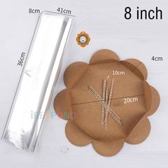 10 CÁI 6/8 inch Túi Và Khay Giấy Voan Đóng Gói Bánh Bao Bì Đựng Thực Phẩm