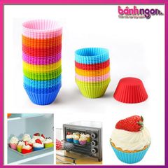 Combo 10 khuôn silicon cupcake muffin thạch mousse socola tròn 7cm