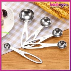 Bộ 5 Thìa Đong Định Lượng Bằng Inox  (Đơn vị TSP,ML) Mẫu 2