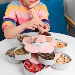 Khay Mứt Tết Hình cánh Hoa Đẹp Mắt Sang Trọng, Khay Mứt Bánh Kẹo Tết 1 Tầng, 2 Tầng Xoay Cho Ngày Tết