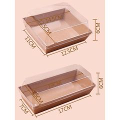 10 Hộp Giấy Kraft Nắp Trong Đựng Bánh,Salad,SuKem,Bánh Bông Lan