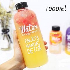 Bình Nước❤️Chai Nước Detox Thời Trang Cao Cấp, Dung Tích 1000ml, Kèm Túi Đựng, An Toàn, Trẻ Trung