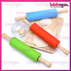 Cán Lăn Bột Silicon Chống Dính/Cây Lăn Bột Trục Xoay Rolling Pin Pastry Mat 30cm