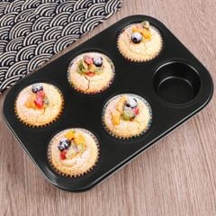Khuôn Nướng Bánh Muffin Cupcake Chống Dính 6 Ô To