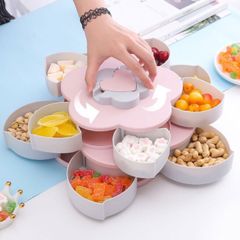Khay Mứt Tết Hình cánh Hoa Đẹp Mắt Sang Trọng, Khay Mứt Bánh Kẹo Tết 1 Tầng, 2 Tầng Xoay Cho Ngày Tết