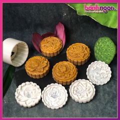 Khuôn Trung Thu Lò Xo 4 Mặt Hoa Sen Hoa Hồng 125g