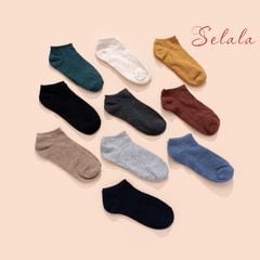 COMBO 5 ĐÔI Tất Selala Cổ Ngắn Cotton Co Giãn Nhiều Màu