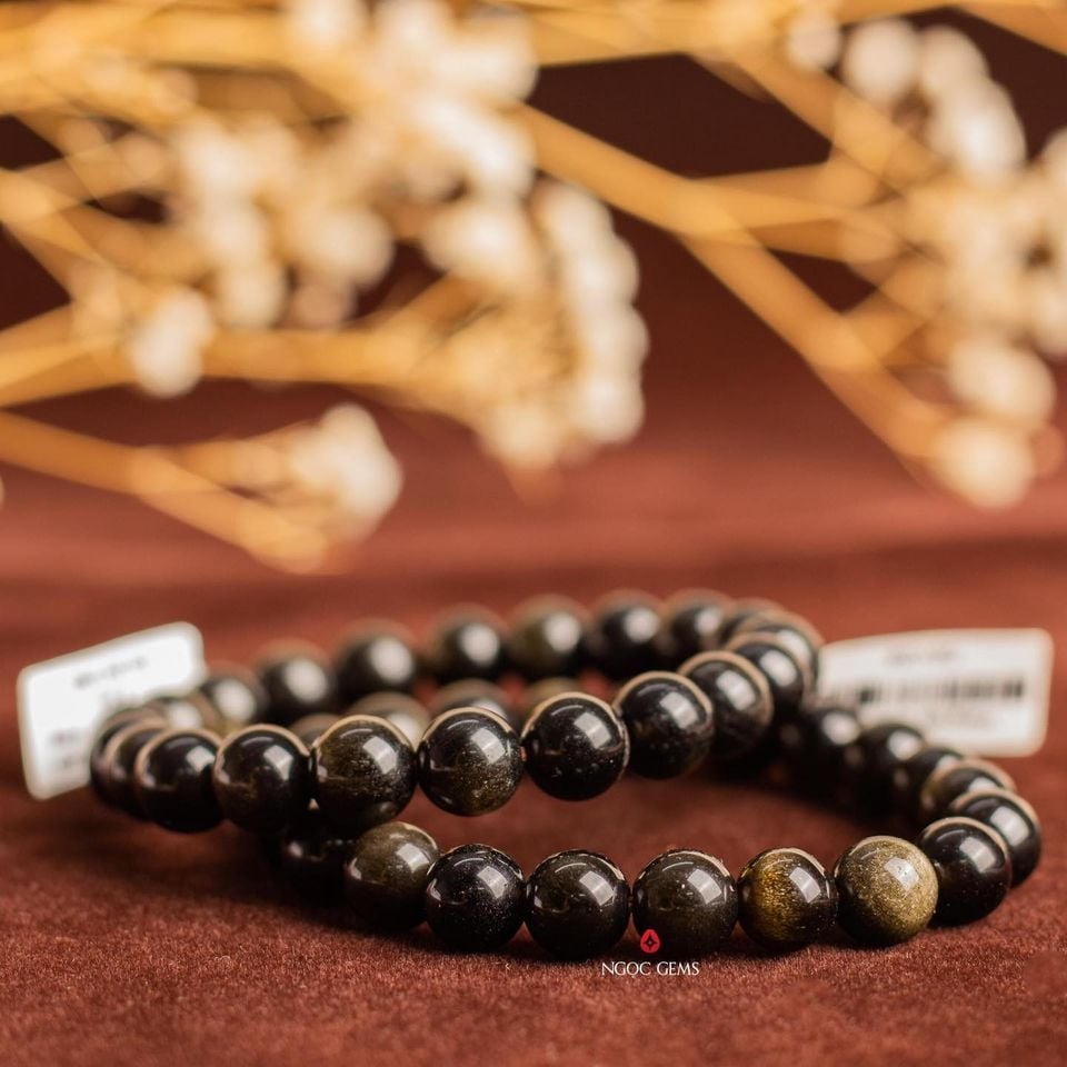 Vòng Tay Obsidian Ánh Vàng