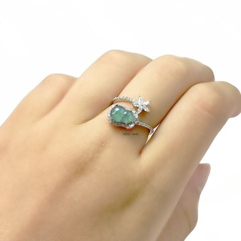 Nhẫn Bạc Ngọc Jade Hồ Lô