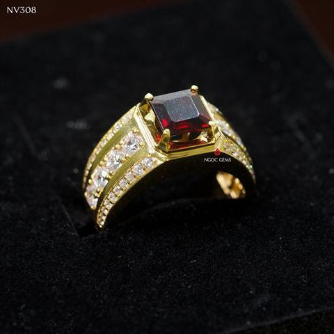 Nhẫn Garnet Đỏ nam - 10K