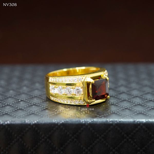 Nhẫn Garnet Đỏ nam - 10K