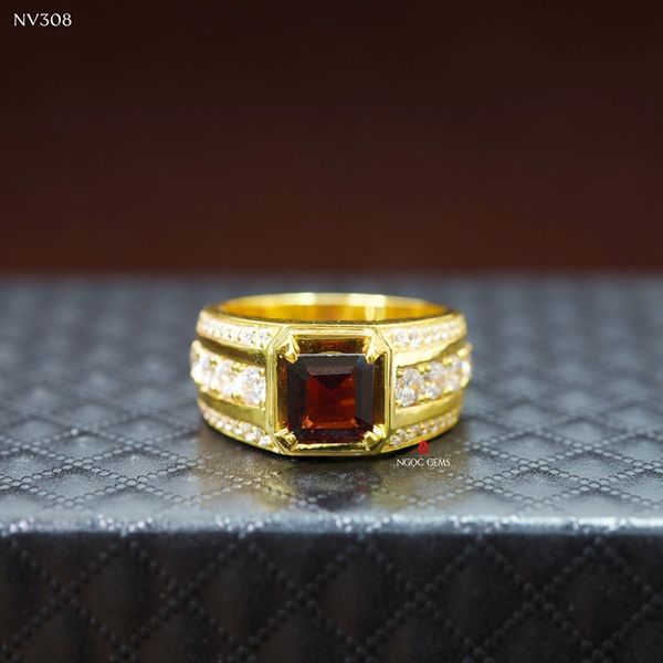 Nhẫn Garnet Đỏ nam - 10K