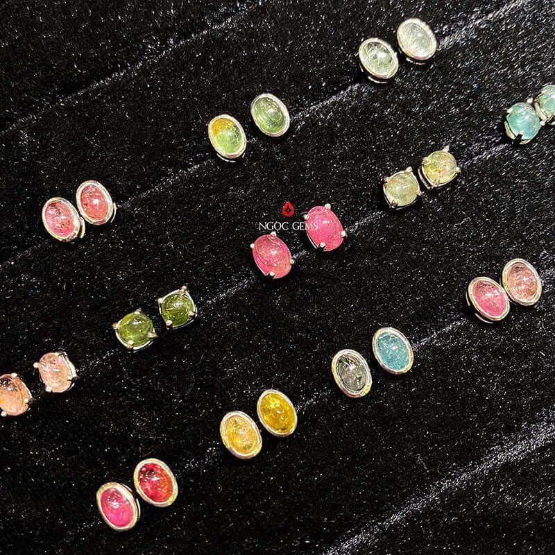 Khuyên Bạc Tourmaline