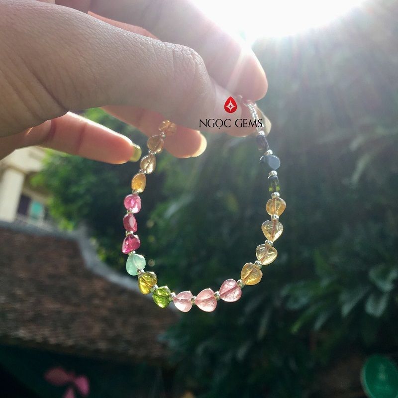 Lắc Charm Tourmaline Trái Tim