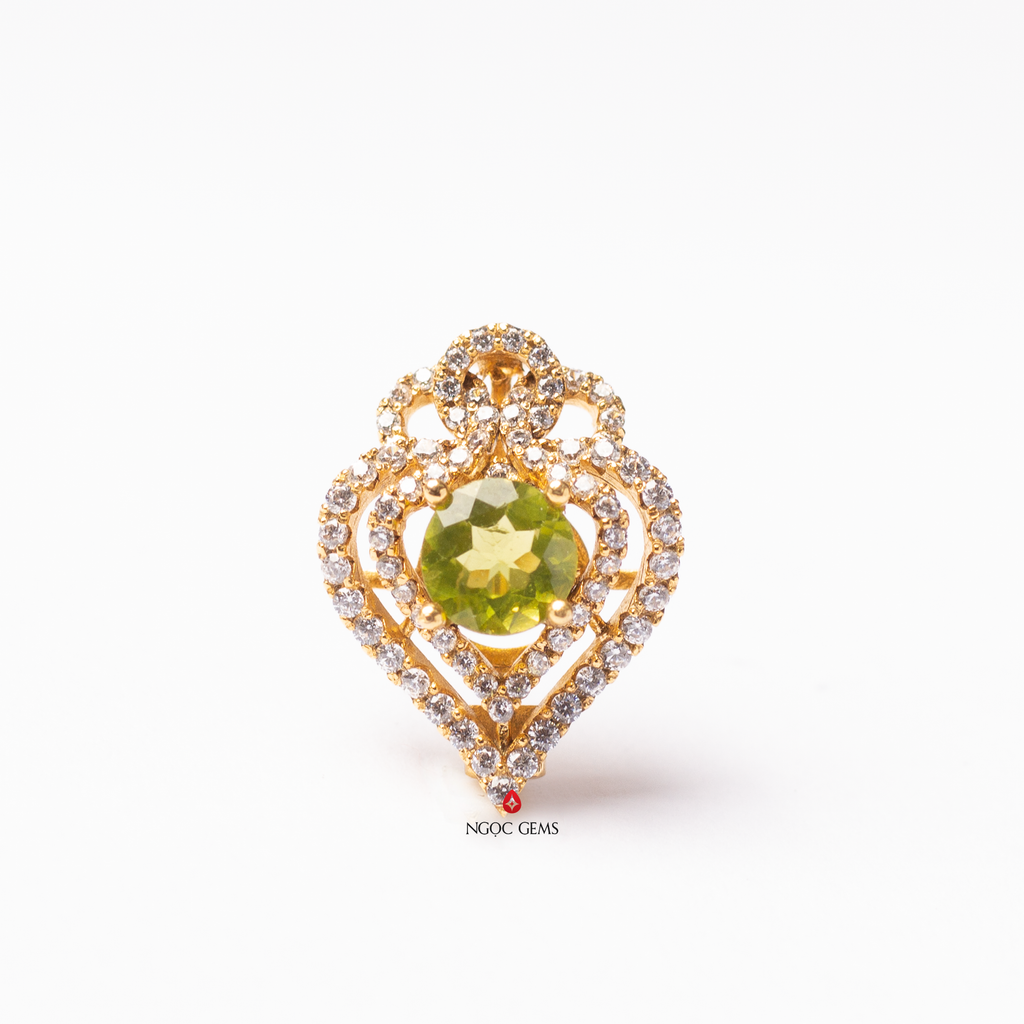 Charm Tim nạm Peridot - 10K Gold