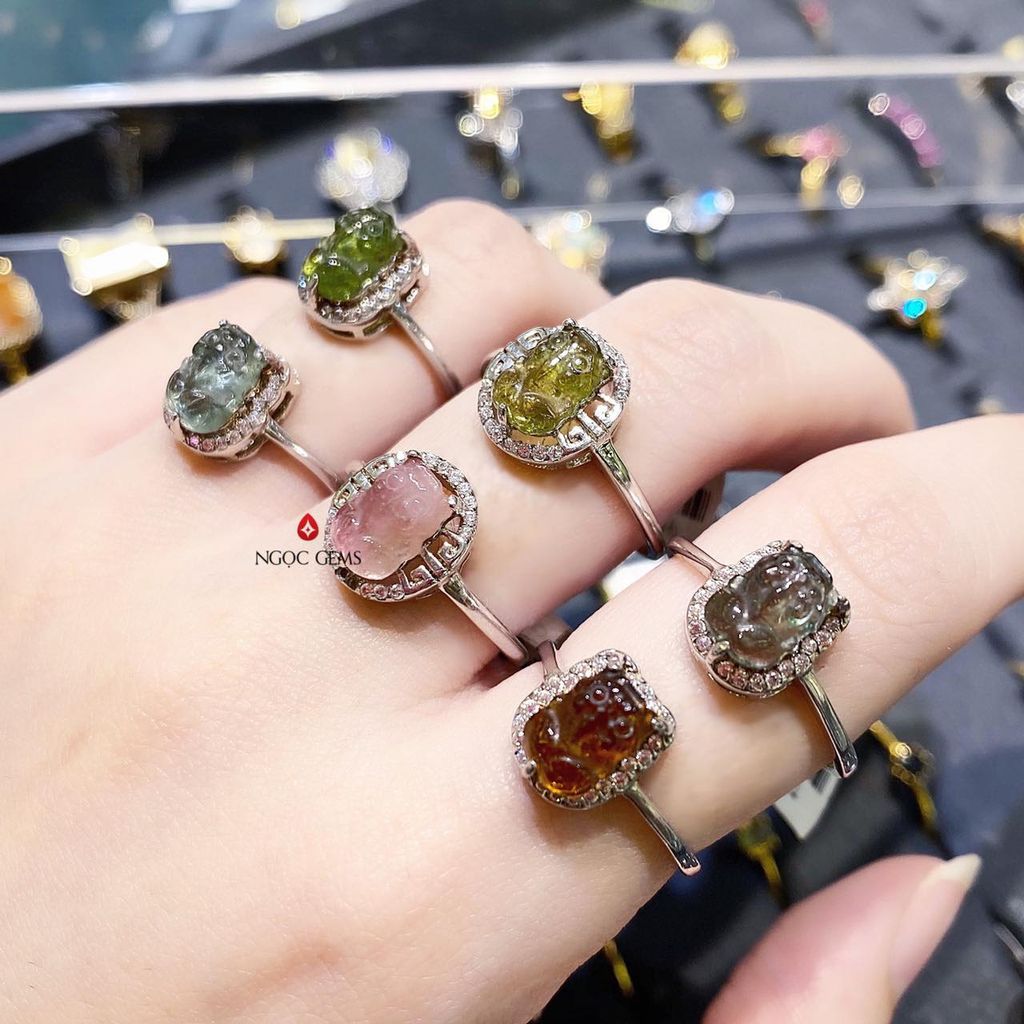 Nhẫn Bạc Tỳ Hưu Tourmaline