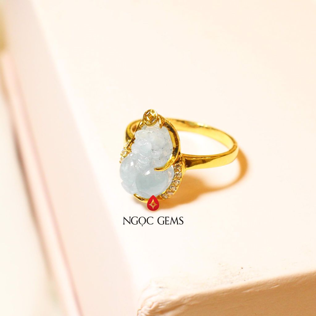 Nhẫn Tỳ Hưu Aquamarine Bọc  Vàng