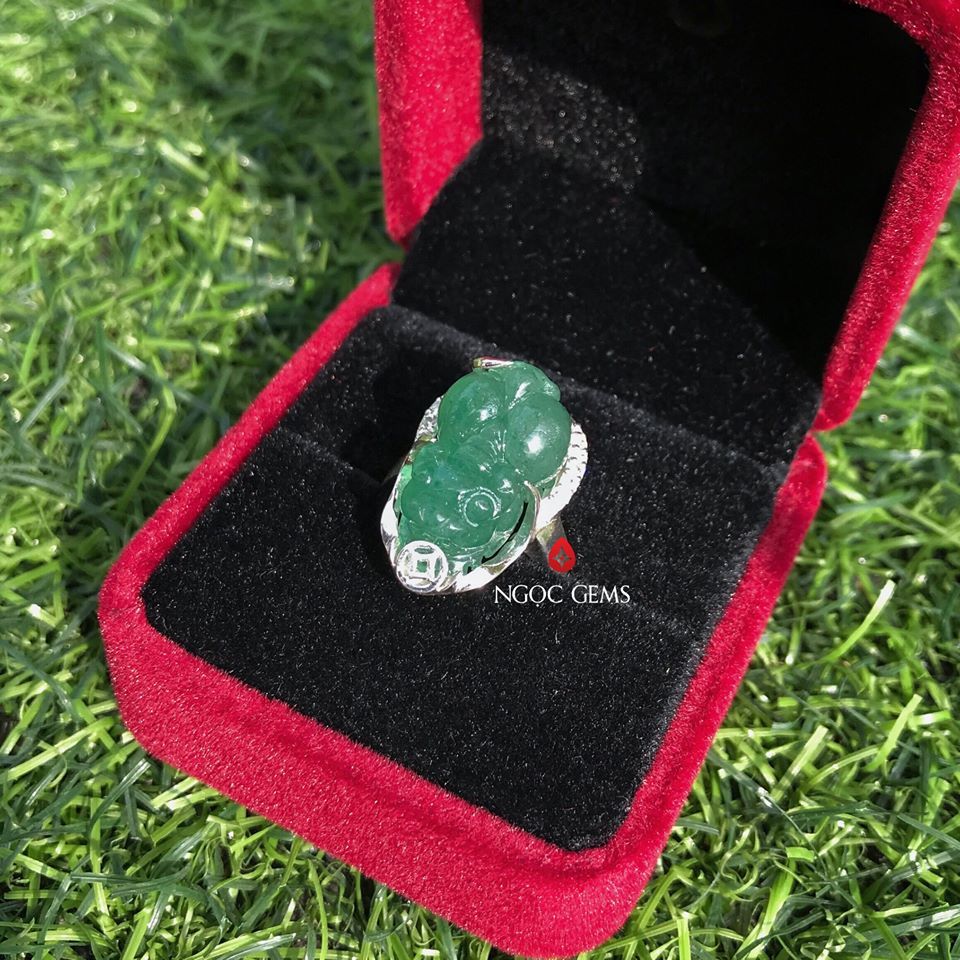 Nhẫn Tỳ Hưu Aventurine Bọc Bạc