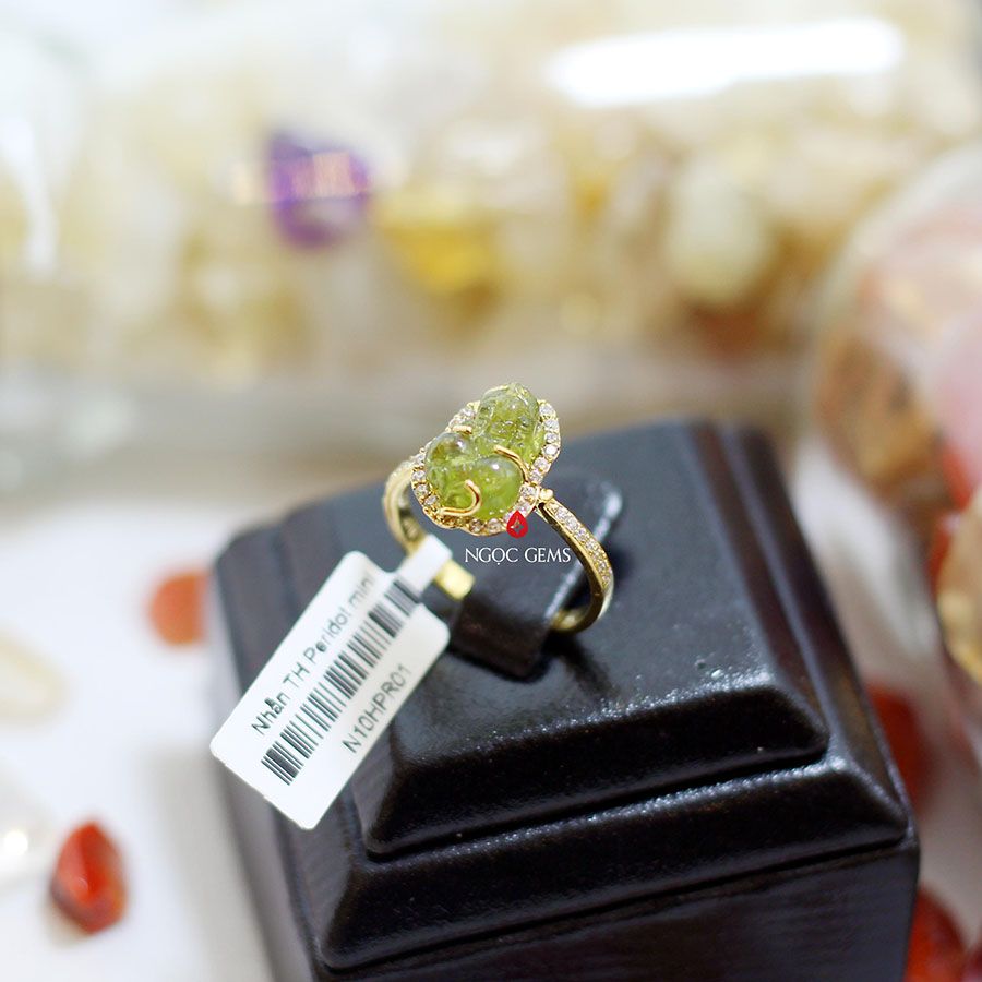 Nhẫn vàng 10k - mặt đá Tỳ Hưu Peridot