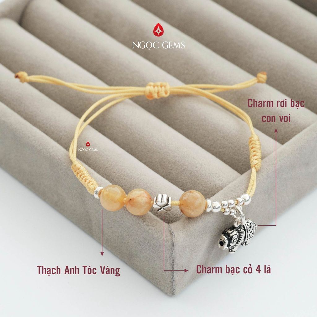 VÒNG TAY HẠT ĐÁ MIX CHARM BẠC CÁC MẪU - T5VV