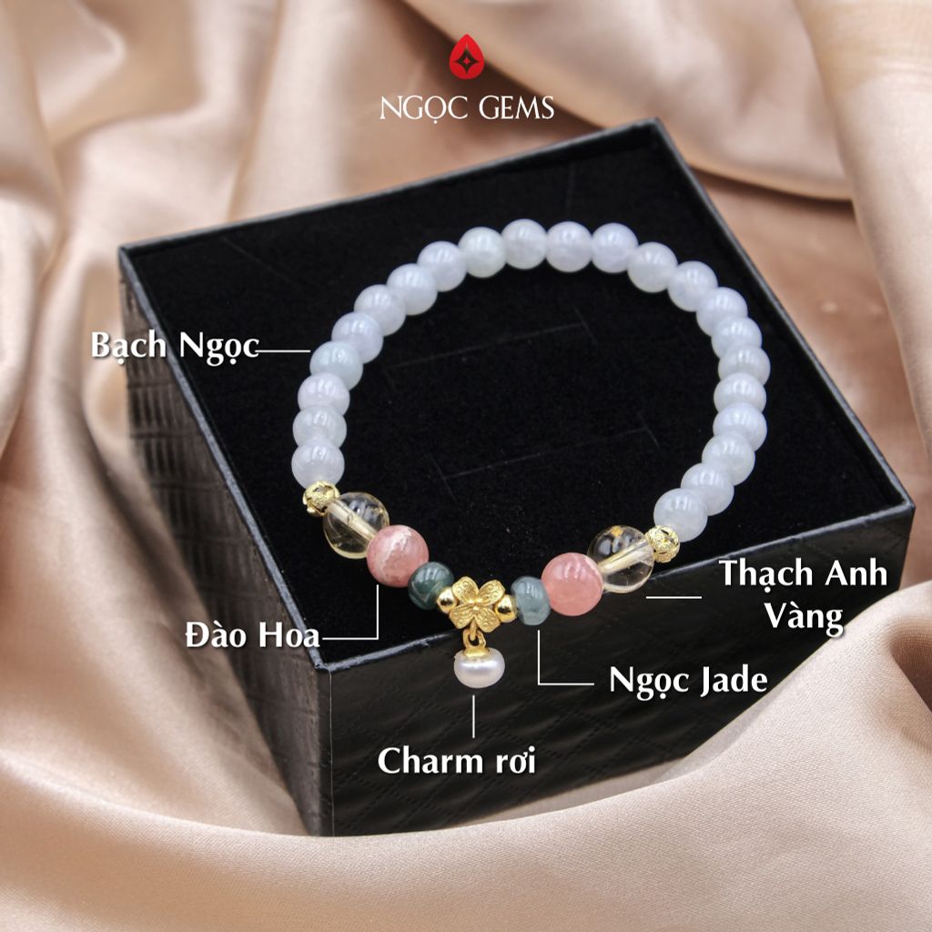 VÒNG TAY HẠT ĐÁ MIX CHARM BẠC CÁC MẪU - T5VV