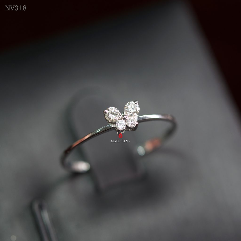 Nhẫn Kim Cương Thiên Nhiên - 18K Whitegold - con bướm/0.121ct