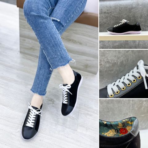 LUSSO - GIÀY THỂ THAO NỮ SNEAKER ĐEN TRẮNG - S002204S