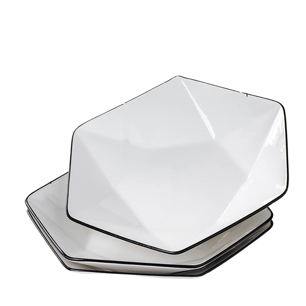 Đĩa Lục Giác Sứ Trắng 8''/20cm