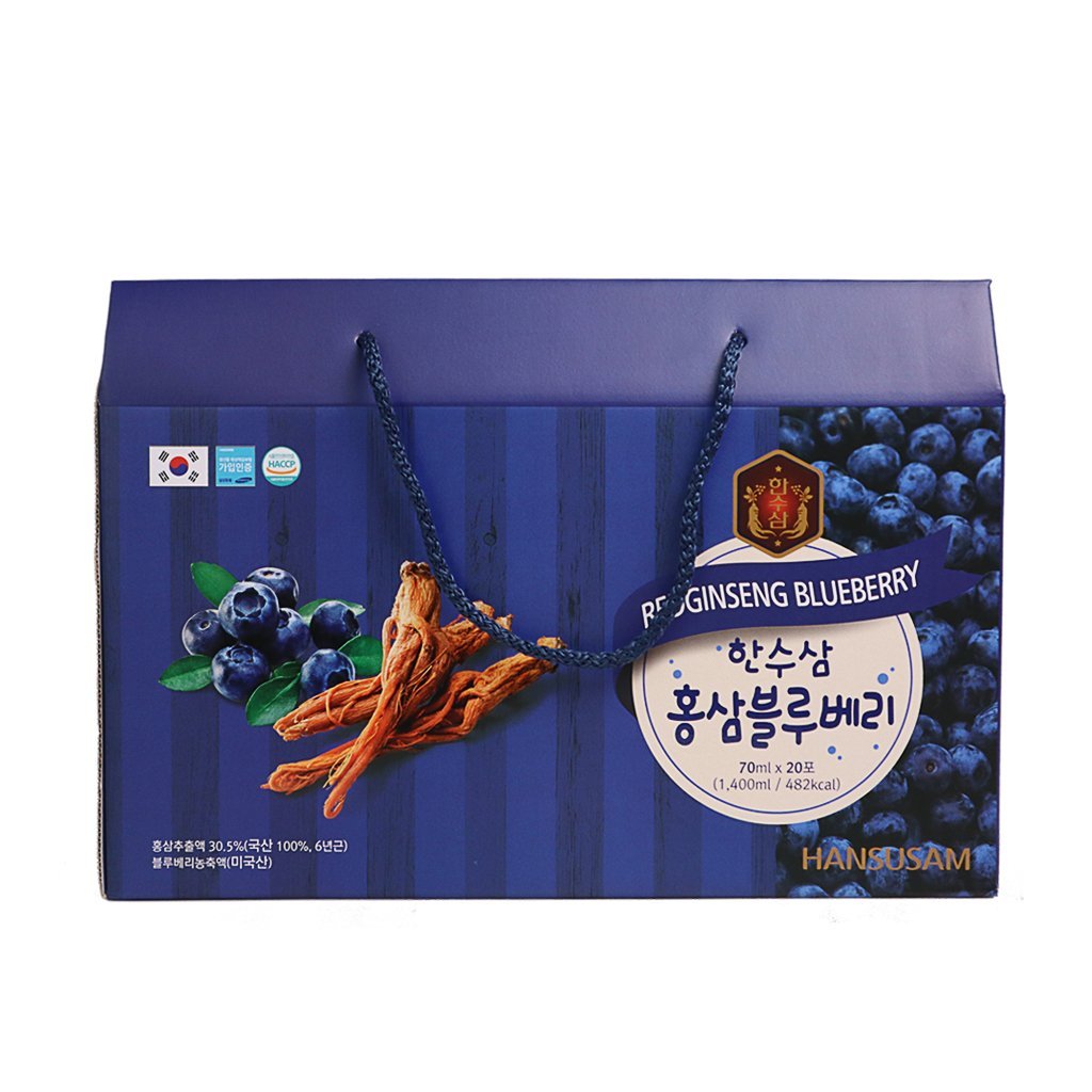 Nước Hồng Sâm Việt Quất Hàn Quốc HANSUSAM hộp 20 gói x 70ml