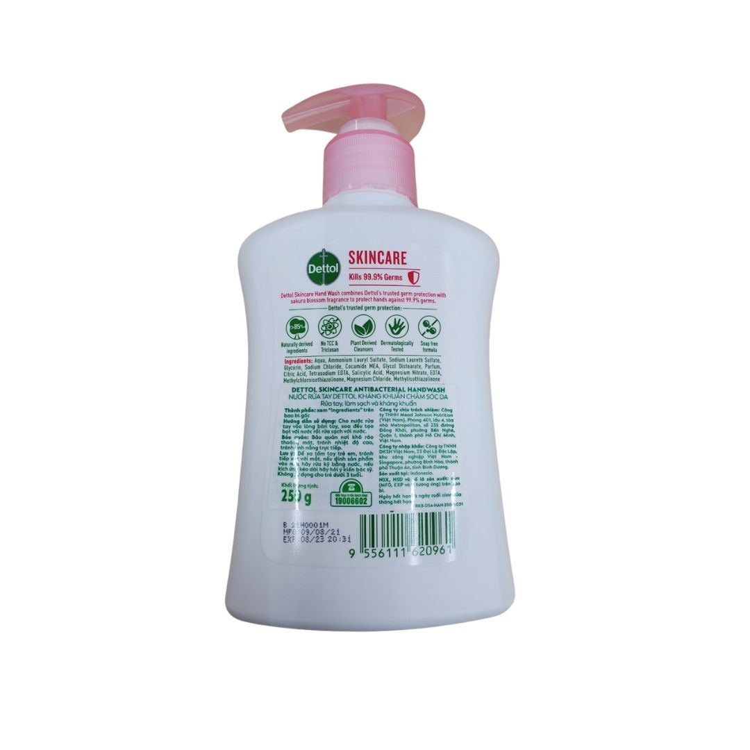 Nước Rửa Tay Chăm Sóc Da Kháng Khuẩn 99% Dettol 250g