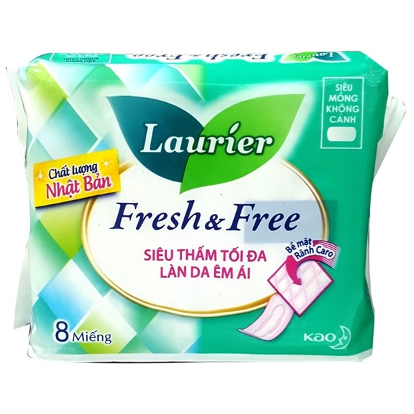 BVS LAURIER Fresh & Free Siêu Mỏng Cánh 8 miếng