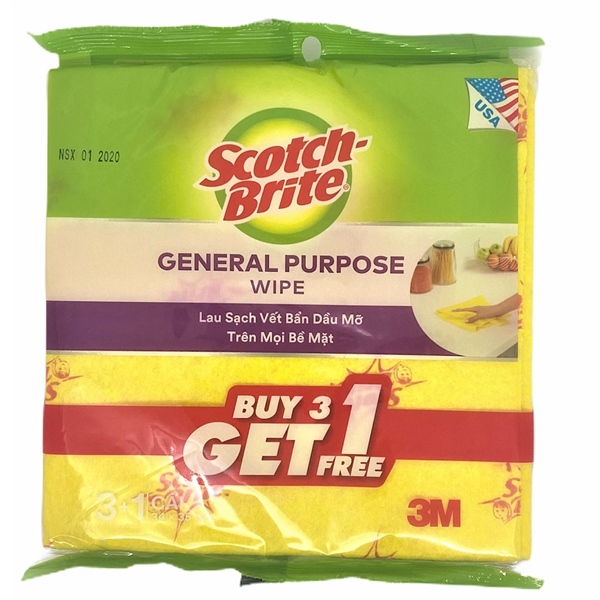 Khăn Lau Đa Dụng Scotch Brite 3M 34x35cm 4 cái/gói