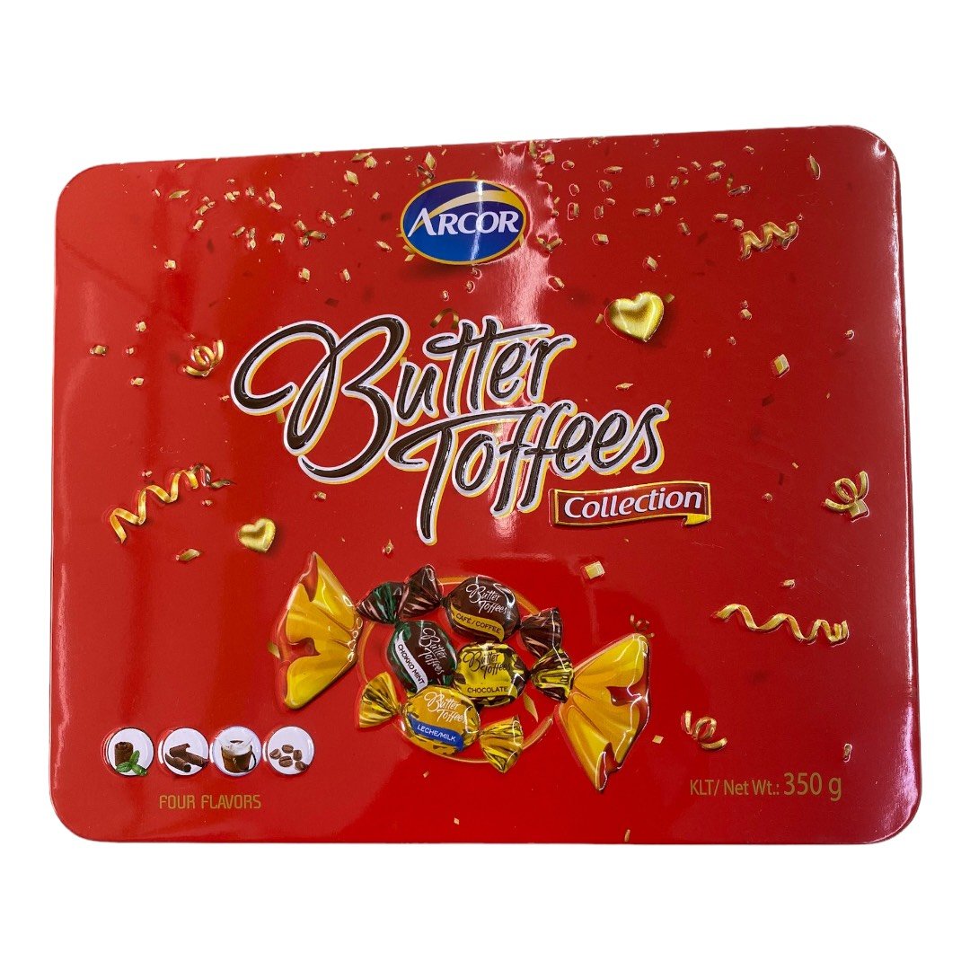 Kẹo Butter Toffees hộp thiếc Mexico 350g Vàng/Đỏ