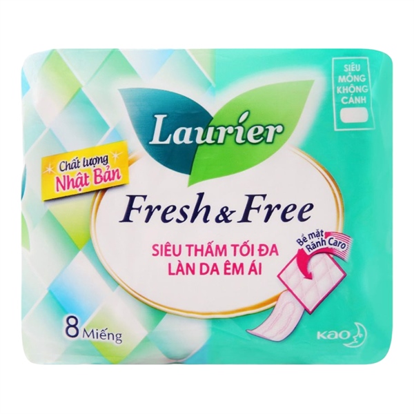 BVS Laurier Fresh & Free Siêu Mỏng Không Cánh 8 miếng