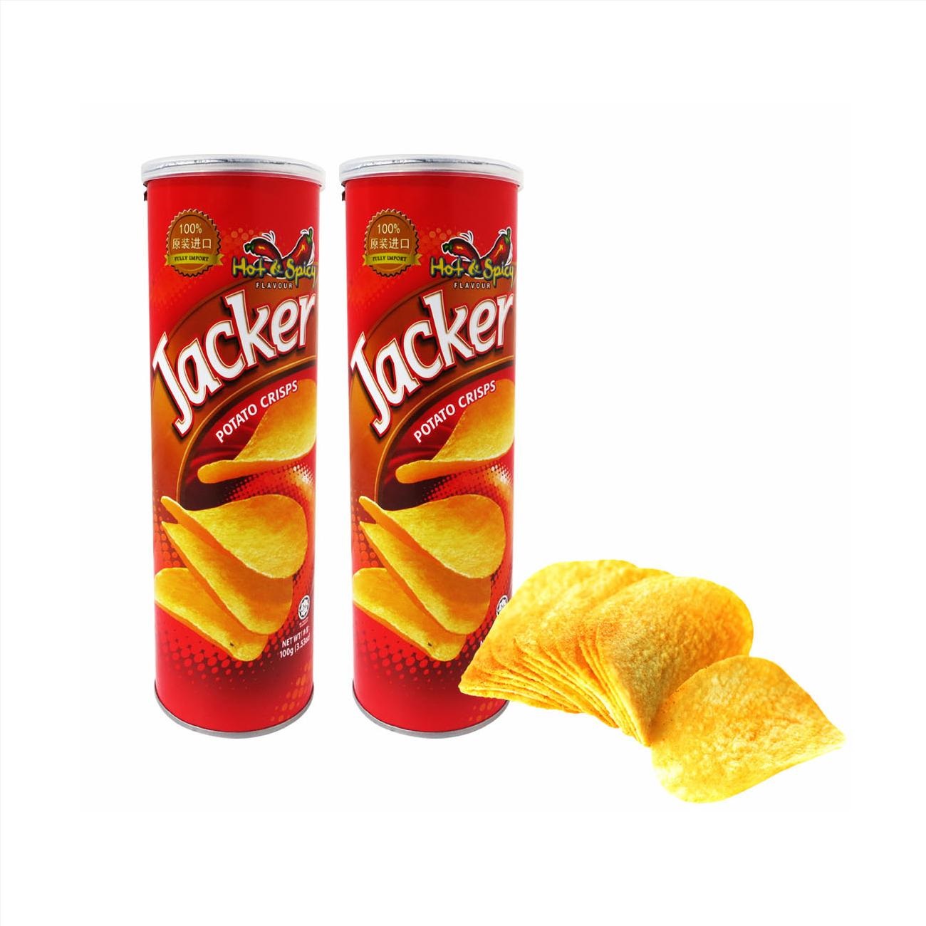 Snack Khoai Tây Lát Jacker Lon 100g Vị Cay