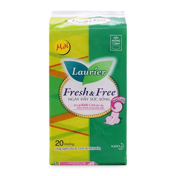 Băng vệ sinh Laurier Fresh & Free Mỏng Cánh 20 miếng