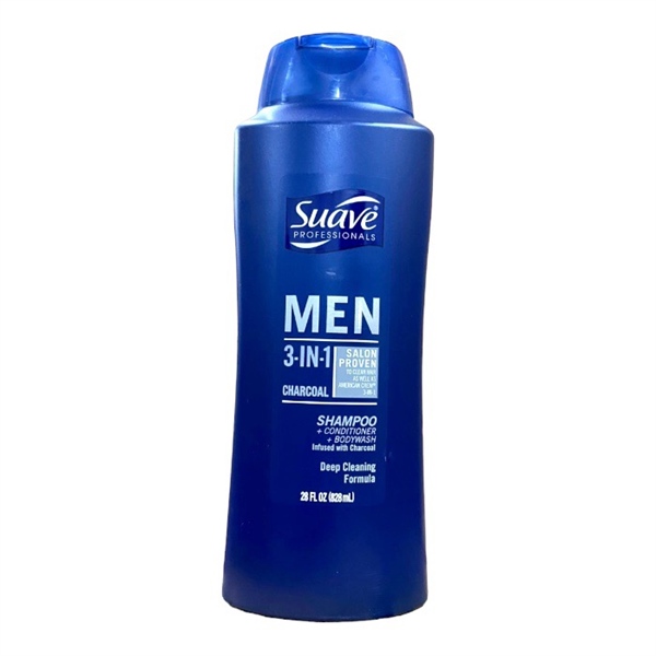 Tắm Gội Xả 3in1 Suave Men Than Hoạt Tính 828ml