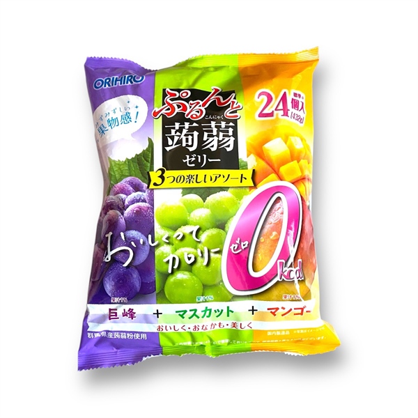 Thạch Trái Cây Orihiro Mix Vị Nho Tím, Nho Xanh & Đào 432g