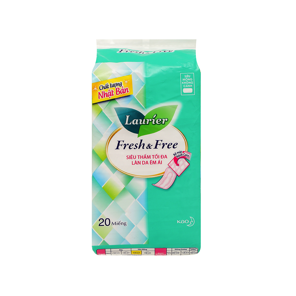 Băng vệ sinh Laurier Fresh & Free Mỏng Không Cánh 20 miếng