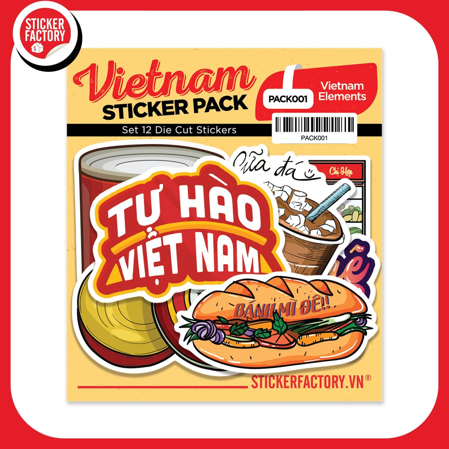 PACK001 Vietnam Elements - Set 12 Die Cut Sticker Pack
