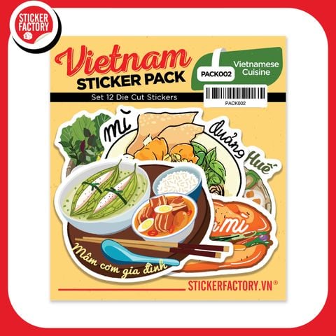  PACK002 Vietnamese Cuisine - Set 12 Die Cut Sticker Pack 