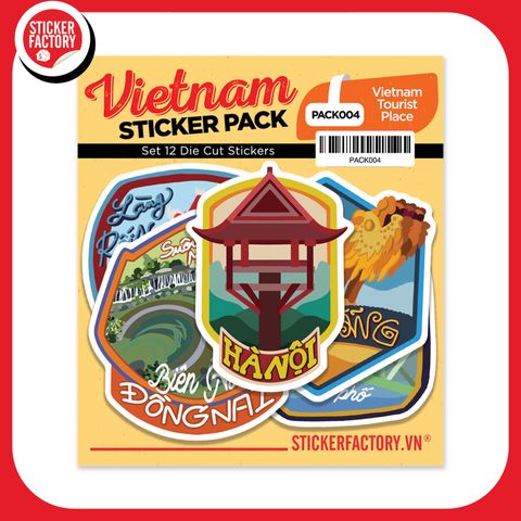  PACK004 Vietnam Tourist Place - Set 12 Die Cut Sticker Pack 