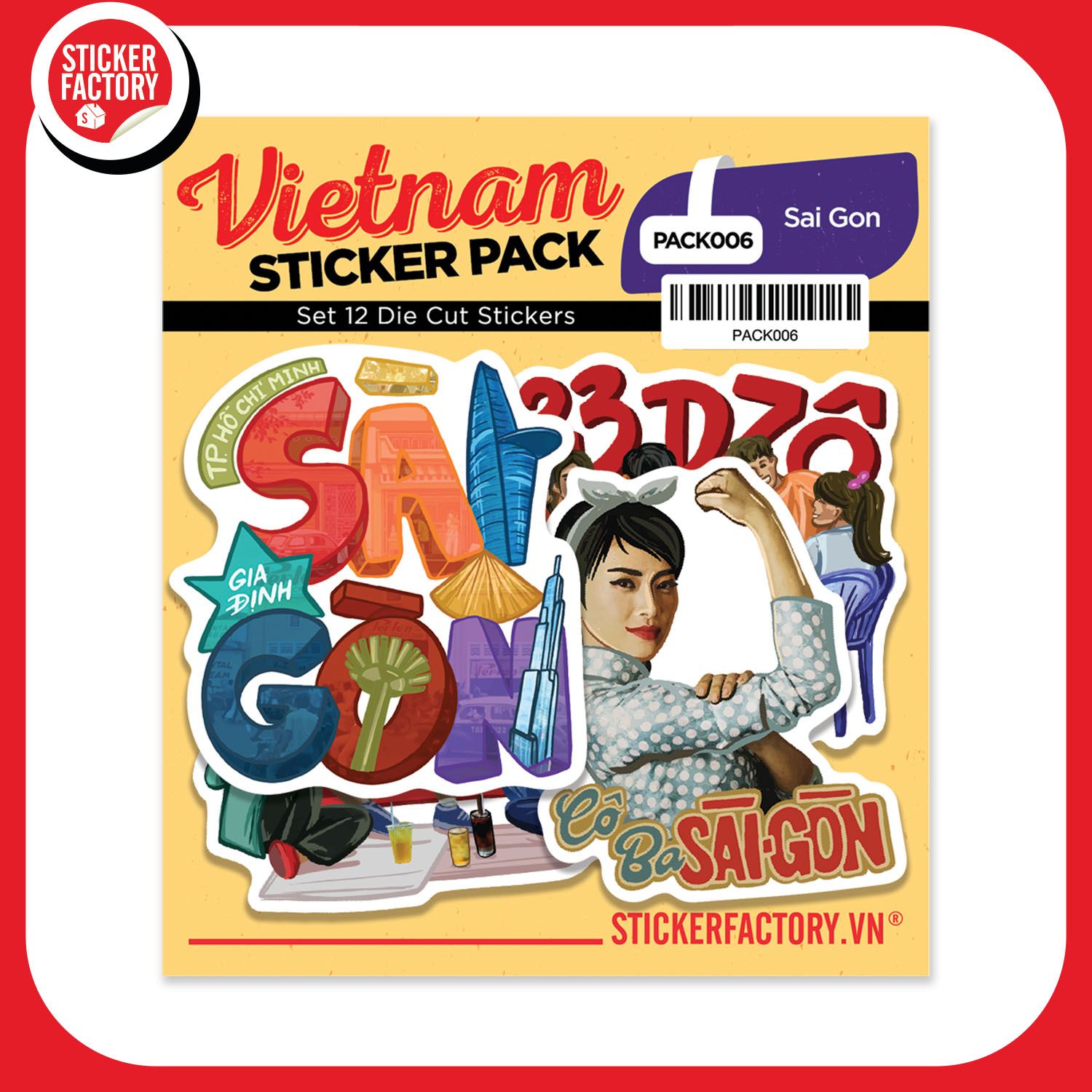 PACK006 Sai Gon - Set 12 Die Cut Sticker Pack