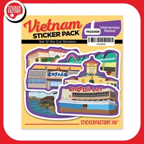  PACK009 Vietnamese Market - Set 12 Die Cut Sticker Pack 