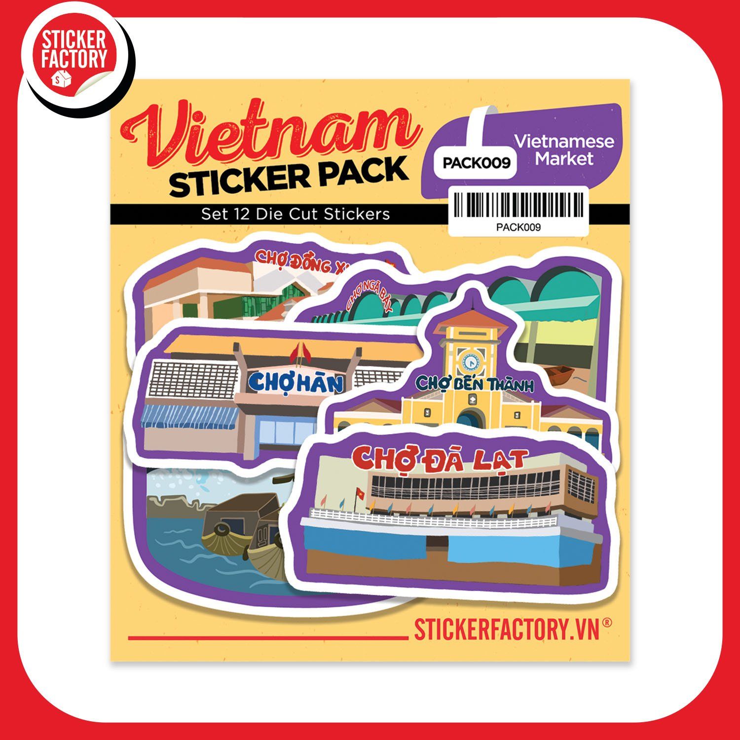 PACK009 Vietnamese Market - Set 12 Die Cut Sticker Pack
