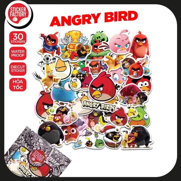  Angry Bird - Set 30 sticker hình dán 