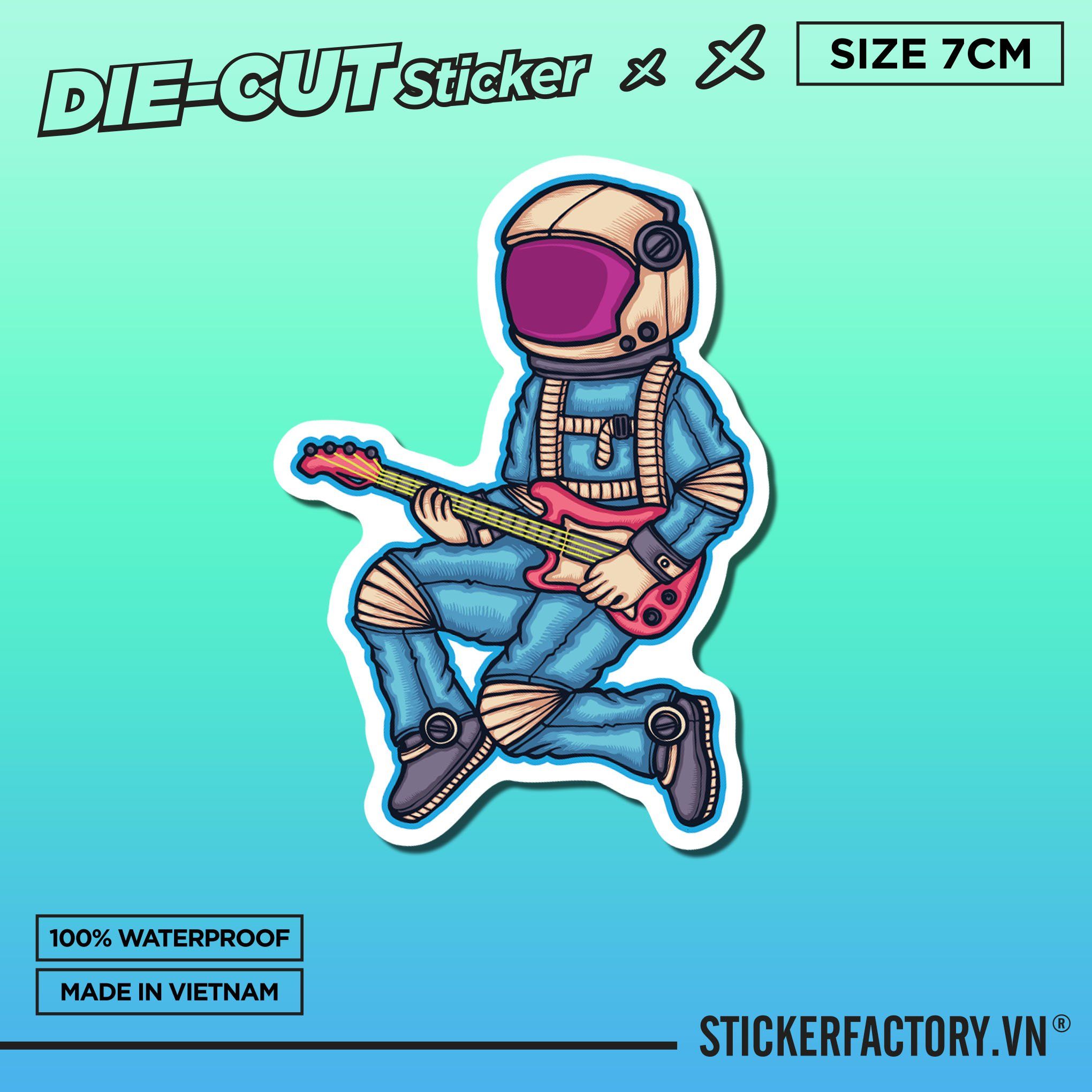 ASTRONAUT PLAYING BASS 7cm - Sticker Die-cut hình dán cắt rời