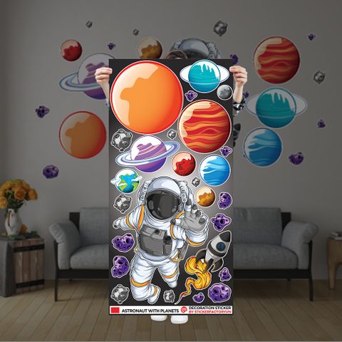  ASTRONAUT WITH PLANETS - Decoration Sticker 