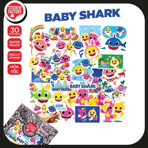  Baby Shark - Set 30 sticker hình dán 
