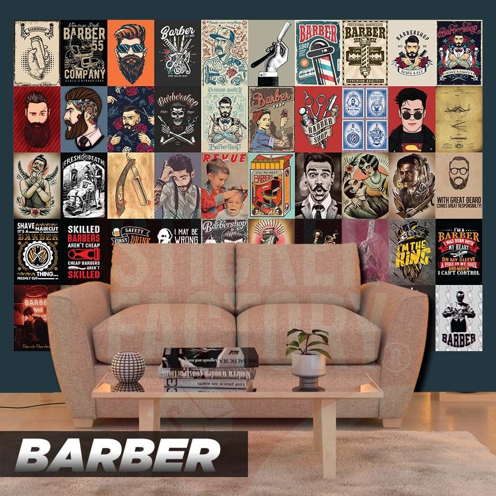 BARBER - Set 50 Poster A4 dán tường trang trí